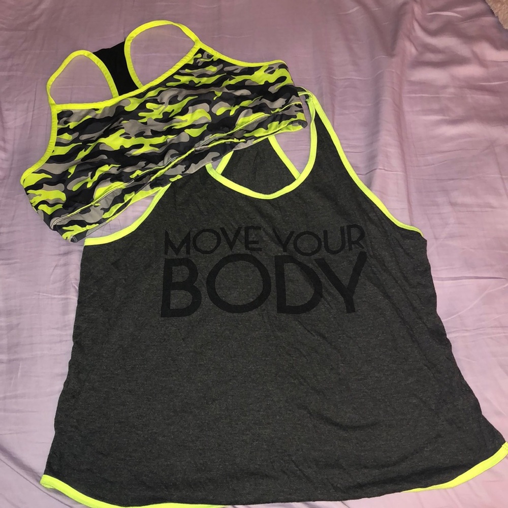 Sports bra with tank top